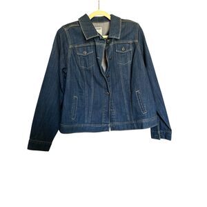 Old Navy Dark Wash Stretch Denim Jacket Women’s 1X Plus Classic Moto Trucker